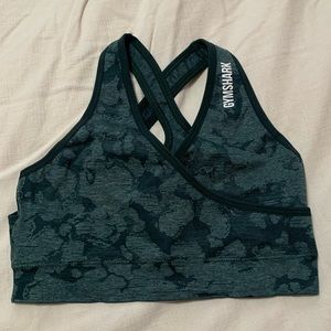 Gymshark dark green camo sports bra